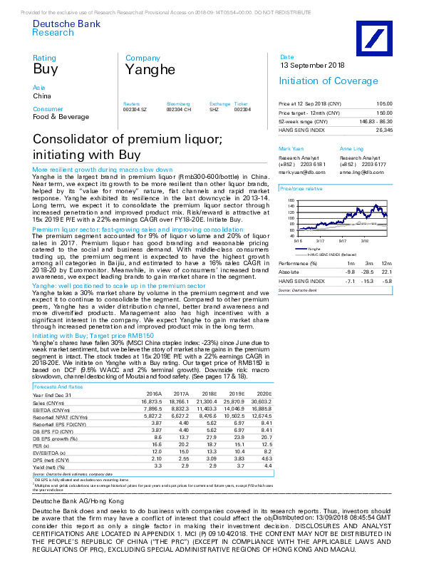 Consolidator of premium liquor; initiating with Buy