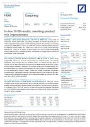 In-line 1H18 results; awaiting product mix improvement