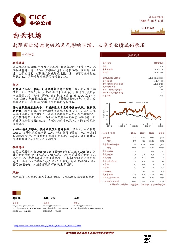起降架次增速受极端天气影响下滑，三季度业绩或仍承压