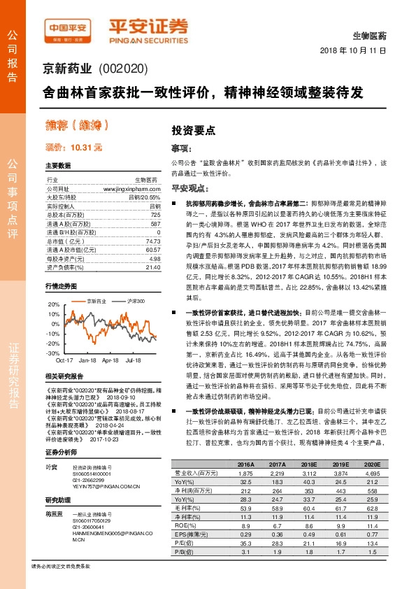 舍曲林首家获批一致性评价，精神神经领域整装待发