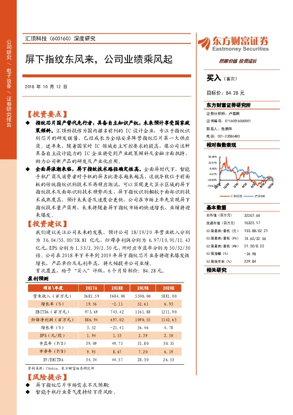 深度研究：屏下指纹东风来，公司业绩乘风起