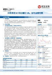 归母净利Q3环比增约16%，全年业绩可期