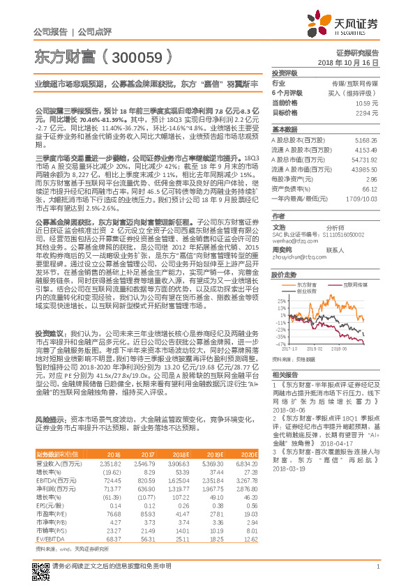 业绩超市场悲观预期，公募基金牌照获批，东方“嘉信”羽翼渐丰