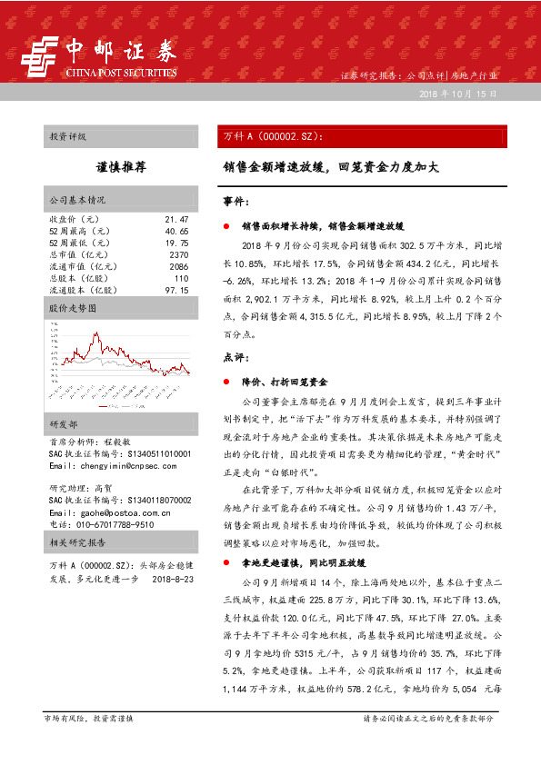 销售金额增速放缓，回笼资金力度加大