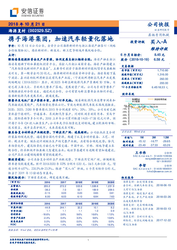 携手海港集团，加速汽车轻量化落地