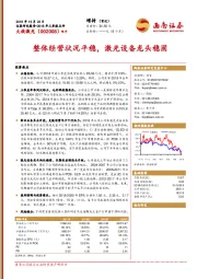 整体经营状况平稳，激光设备龙头稳固