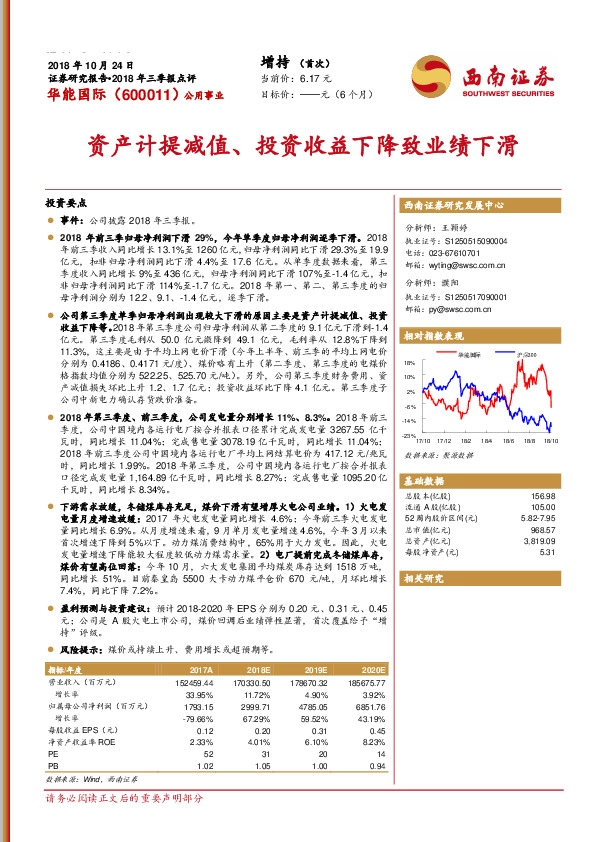 资产计提减值、投资收益下降致业绩下滑