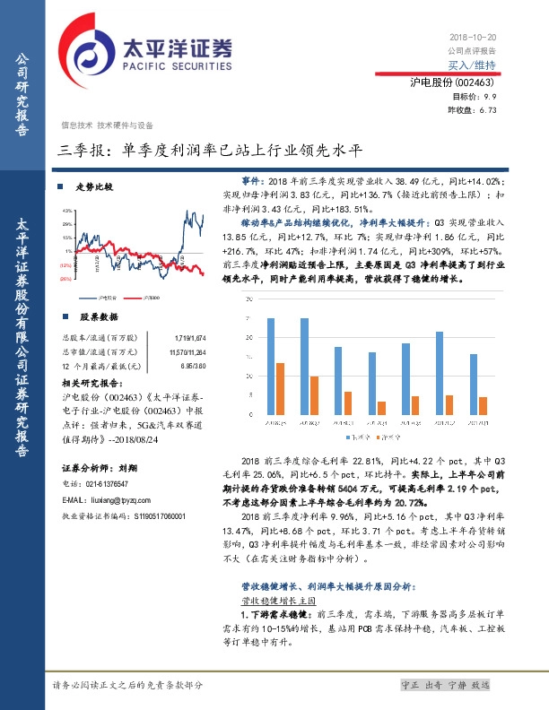 三季报：单季度利润率已站上行业领先水平
