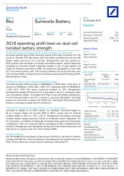 3Q18 operating profit beat on dual cell handset battery strength