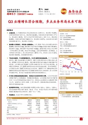 Q3业绩增长符合预期，多点业务布局未来可期