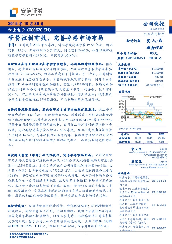 管费控制有效，完善香港市场布局