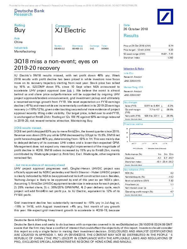 3Q18 miss a non-event; eyes on 2019-20 recovery