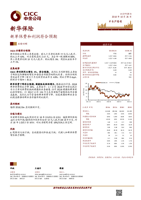 新单保费和利润符合预期