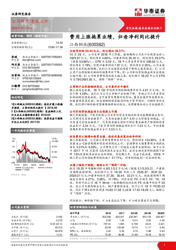 费用上涨拖累业绩，归母净利同比提升