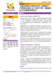 【联讯医药三季报点评】迈瑞医疗：三季度业绩较Q1有所下滑，器械龙头企业值得持续关注