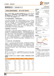三季度业绩持续高增长，海外布局不断深化