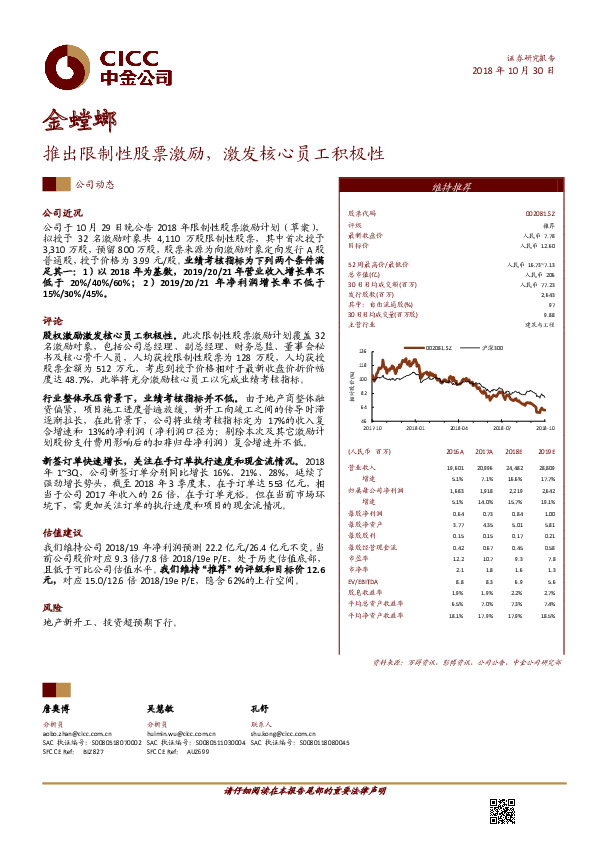 推出限制性股票激励，激发核心员工积极性
