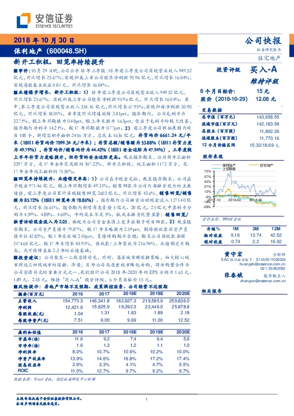 新开工积极、回笼率持续提升