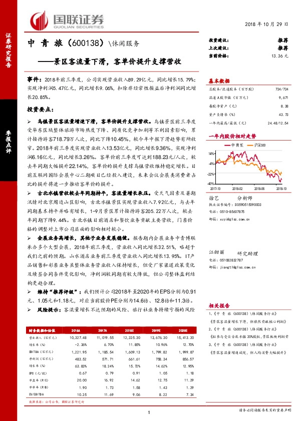 景区客流量下滑，客单价提升支撑营收