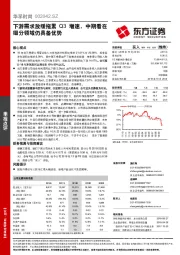 下游需求放缓拖累Q3增速，中期看在细分领域仍具备优势