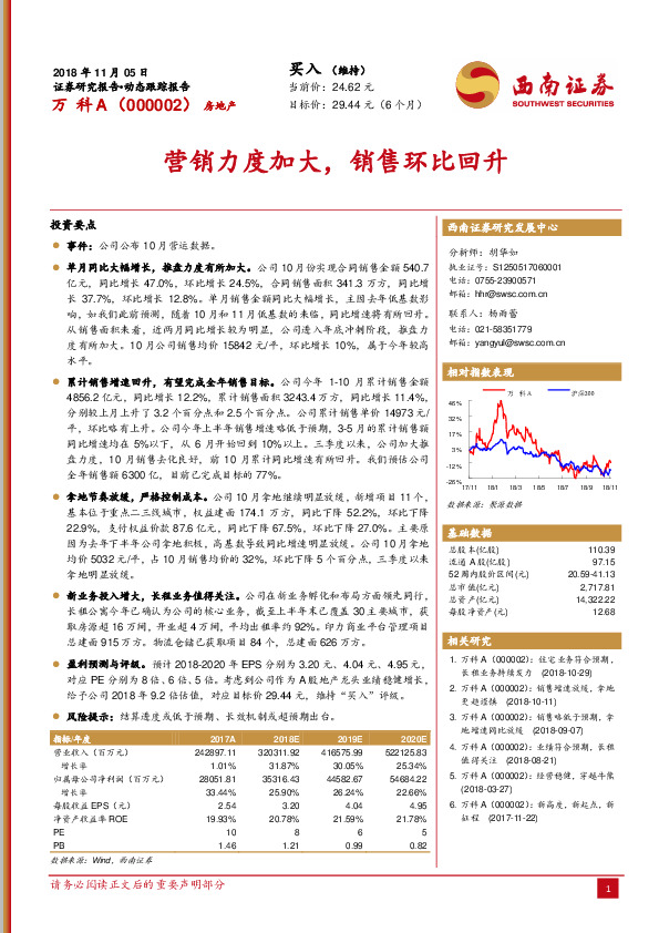 动态跟踪报告：营销力度加大，销售环比回升