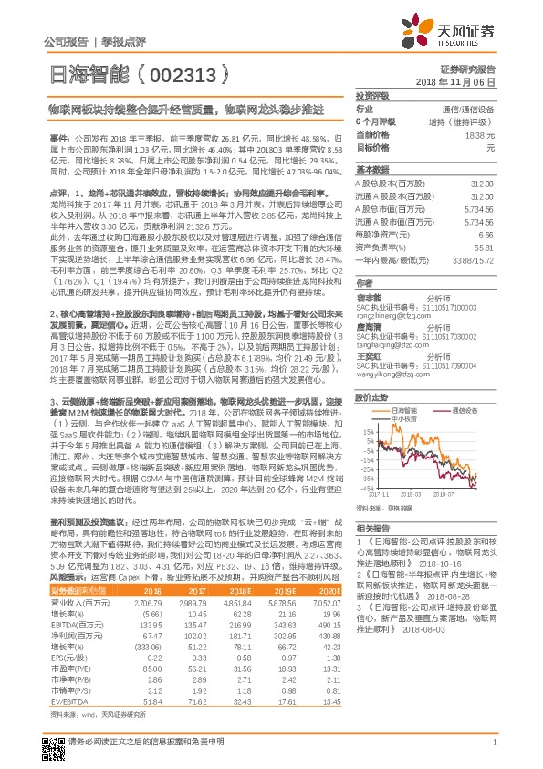 物联网板块持续整合提升经营质量，物联网龙头稳步推进