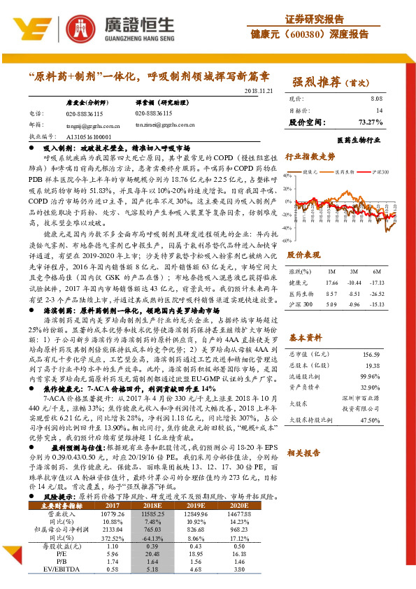 深度报告：“原料药+制剂”一体化，呼吸制剂领域挥写新篇章