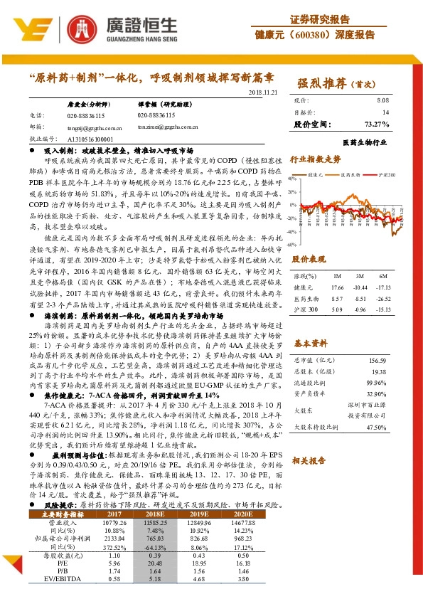 深度报告：“原料药+制剂”一体化，呼吸制剂领域挥写新篇章