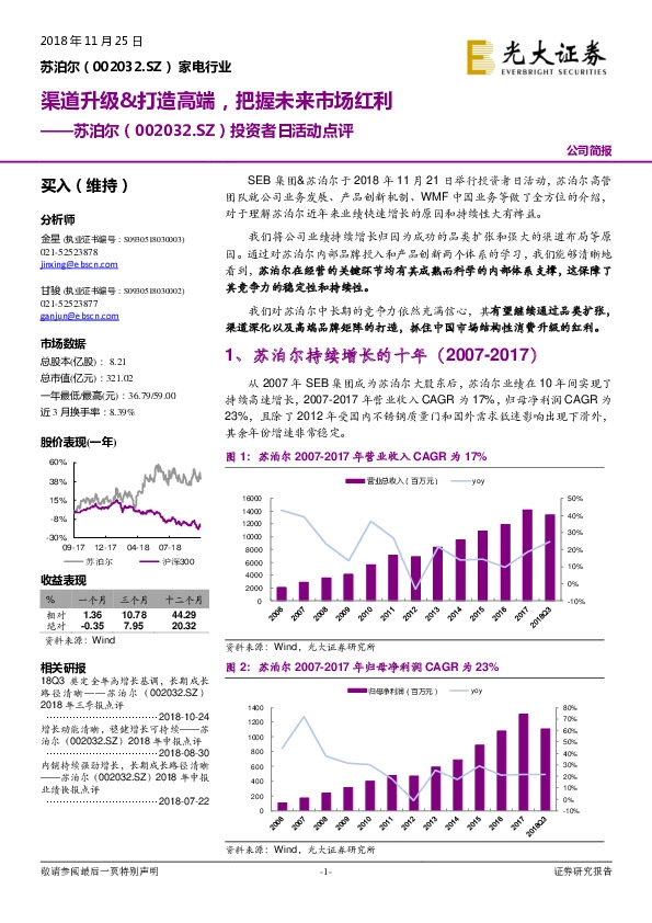 投资者日活动点评：渠道升级&打造高端，把握未来市场红利