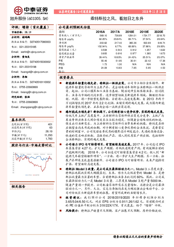 乘特斯拉之风，看旭日之东升