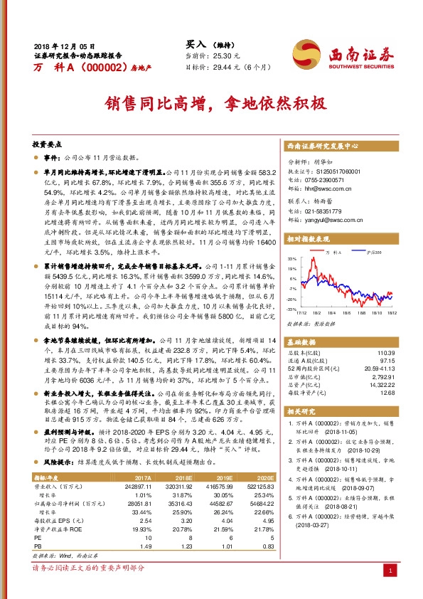 销售同比高增，拿地依然积极