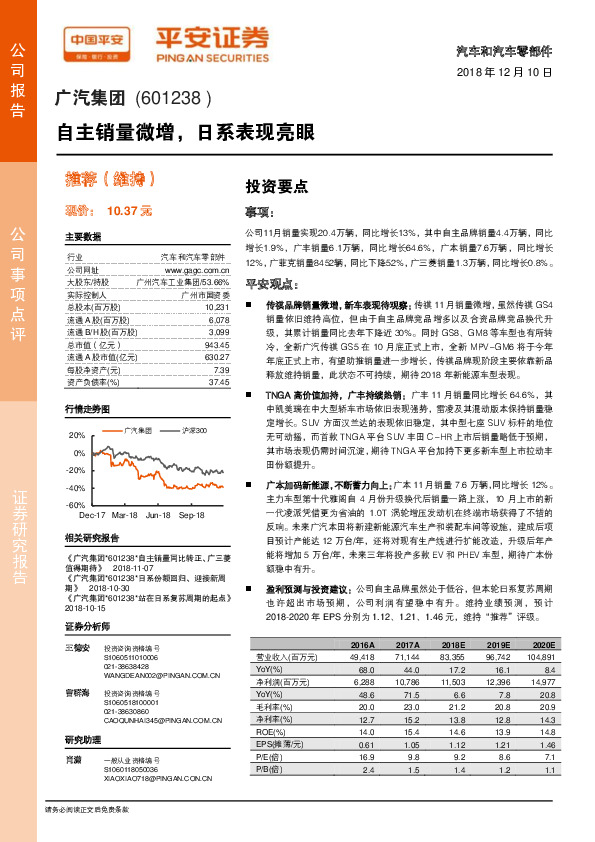 自主销量微增，日系表现亮眼