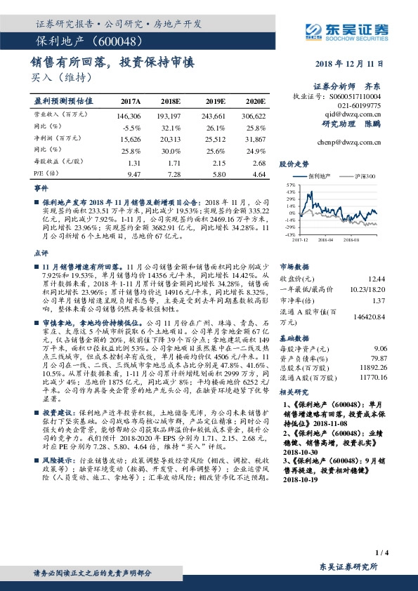 销售有所回落，投资保持审慎