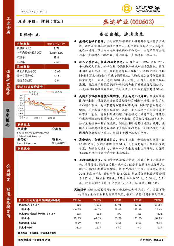 盛世白银，达者为先