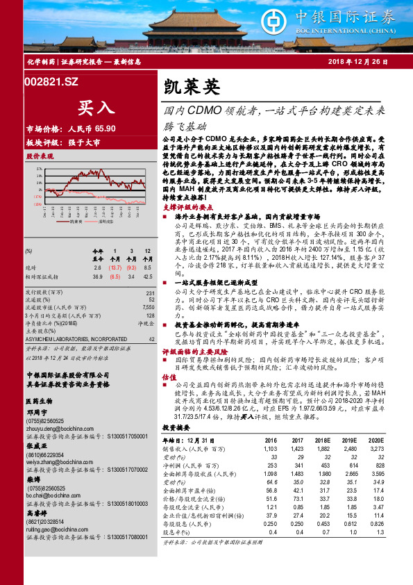 国内CDMO领航者，一站式平台构建奠定未来腾飞基础