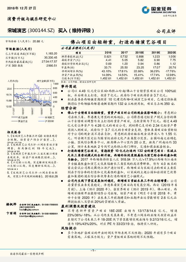 佛山项目由轻转重，打造西塘演艺谷项目