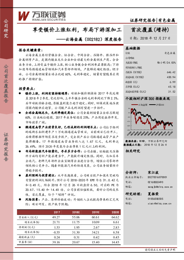 深度报告：享受镁价上涨红利，布局下游深加工