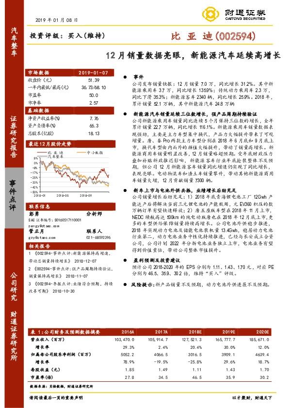 12月销量数据亮眼，新能源汽车延续高增长
