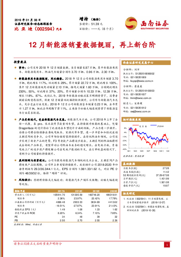 12月新能源销量数据靓丽，再上新台阶