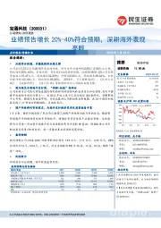 业绩预告增长20%-40%符合预期，深耕海外表现亮眼