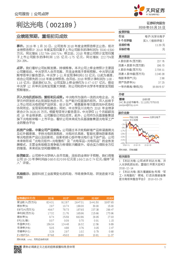 业绩超预期，重组初见成效