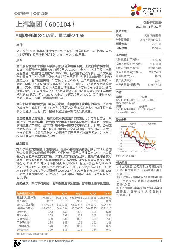 扣非净利润324亿元，同比减少1.5%