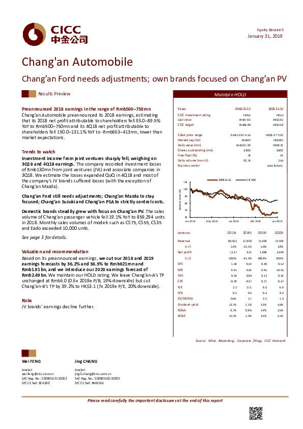 Chang’an Ford needs adjustments; own brands focused on Chang’an PV