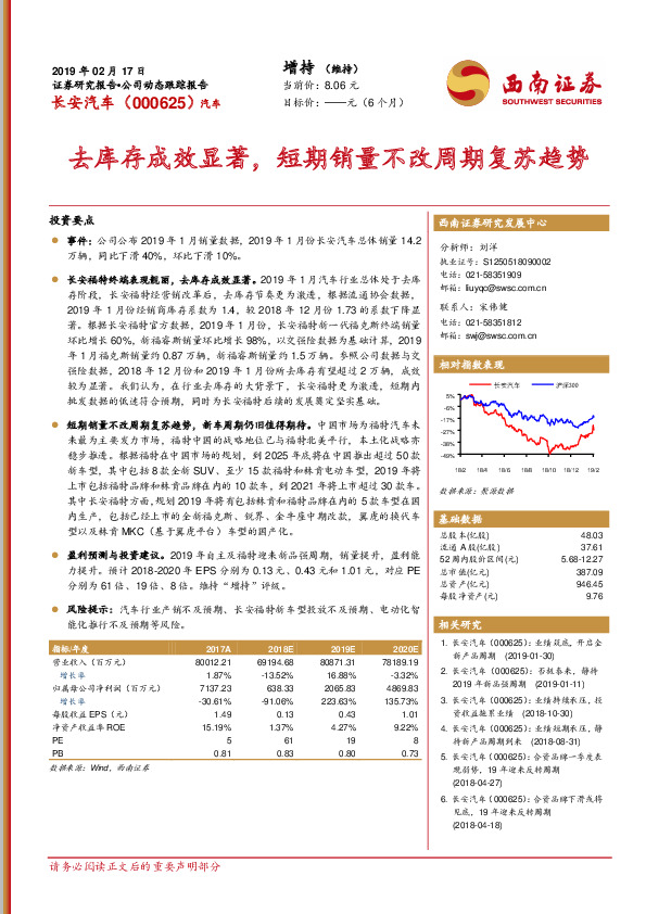 去库存成效显著，短期销量不改周期复苏趋势