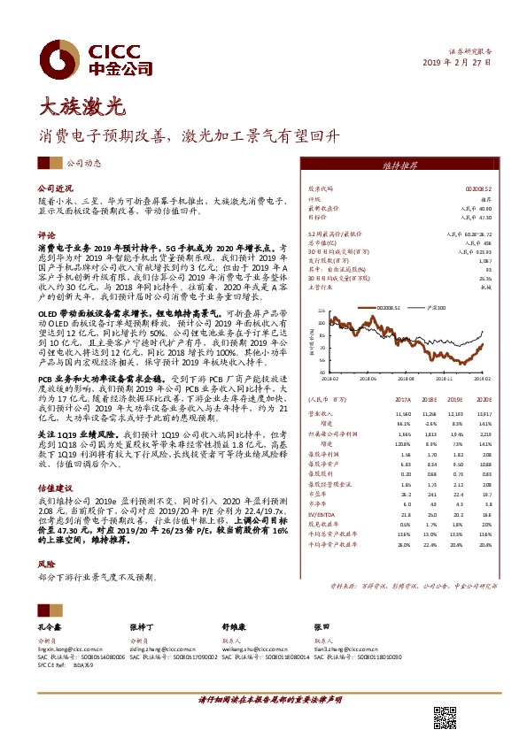 消费电子预期改善，激光加工景气有望回升