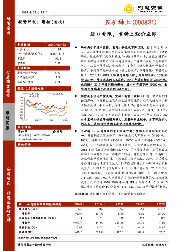 进口受限，重稀土涨价在即