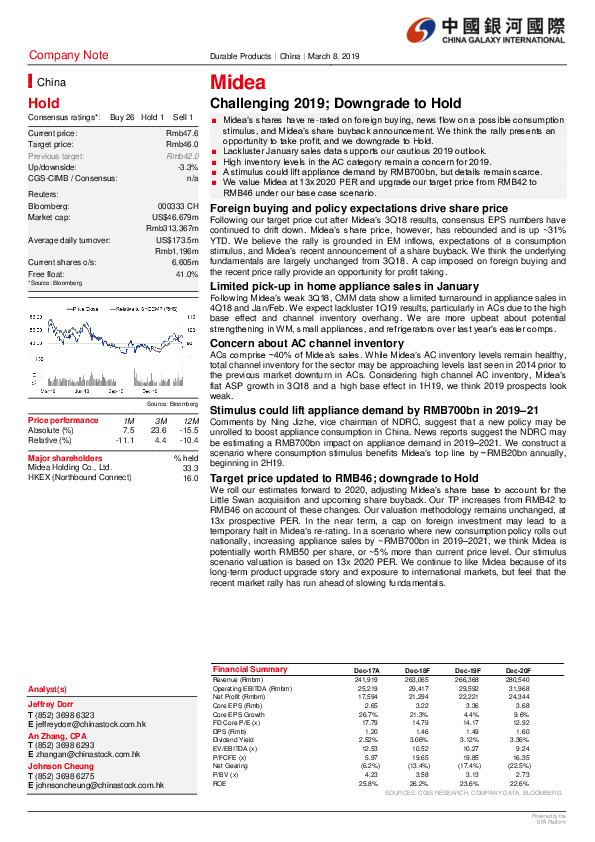 Challenging 2019; Downgrade to Hold