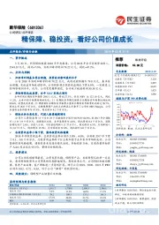 精保障、稳投资,看好公司价值成长