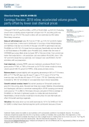 Earnings Review: 2018 inline; accelerated volume growth, partly offset by lower coal chemical prices