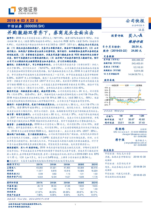 并购激励双管齐下，券商龙头全面出击
